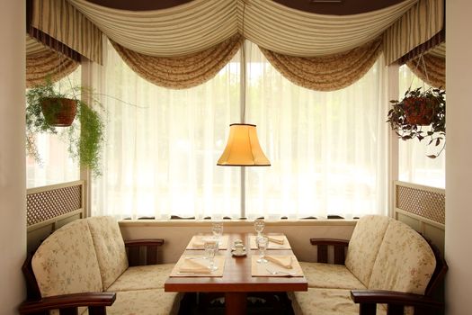 Table at a window at restaurant