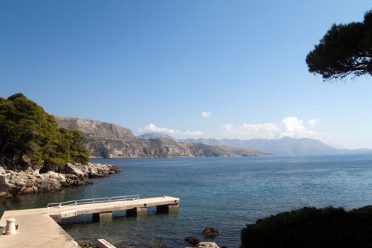 A dock off the beautiful coastline of Dubrovnik, Croatia