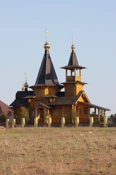 Christian orthodox temple, wooden architecture, Russia. Church of the Archangel Mihail.