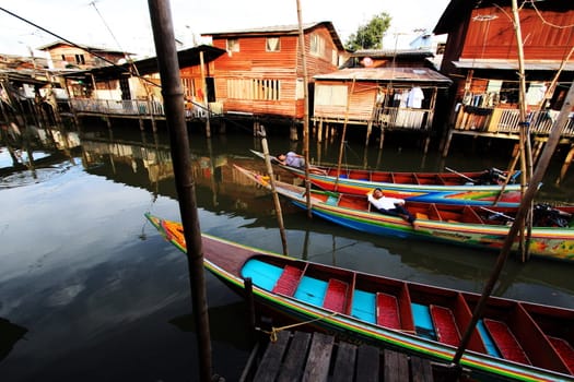 longtail speed boat in Sansap chanel Bangkok Thailand