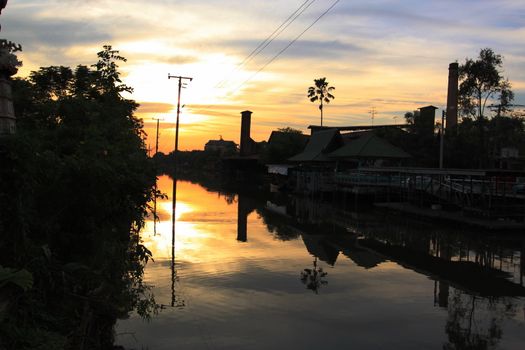 sunset at Sansap chanel Minburi Bangkok Thailand