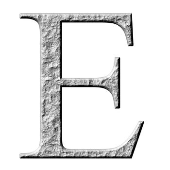 3d stone Greek letter Epsilon isolated in white