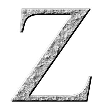 3d stone Greek letter Zeta isolated in white