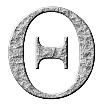 3d stone Greek letter Theta isolated in white