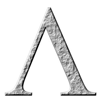 3d stone Greek letter Lambda isolated in white