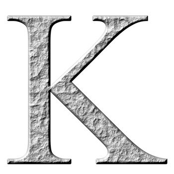 3d stone Greek letter Kappa isolated in white