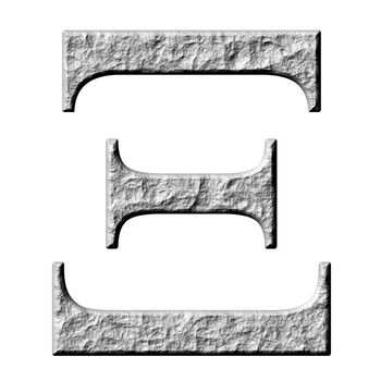 3d stone Greek letter Xi isolated in white