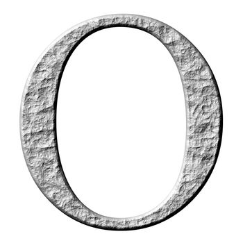 3d stone Greek letter Omikron isolated in white
