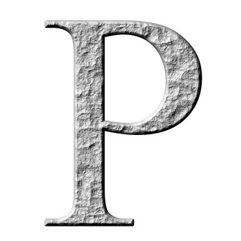 3d stone Greek letter Rho isolated in white