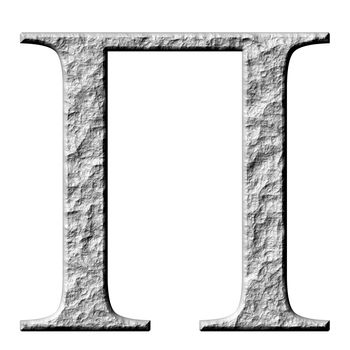 3d stone Greek letter Pi isolated in white