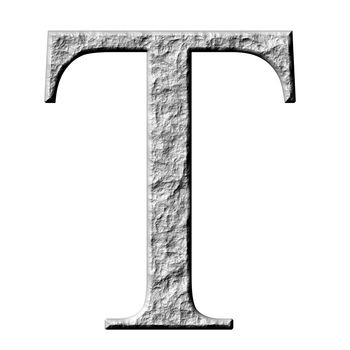 3d stone Greek letter Tau isolated in white