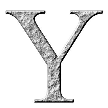 3d stone Greek letter Ypsilon isolated in white