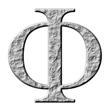 3d stone Greek letter Phi isolated in white