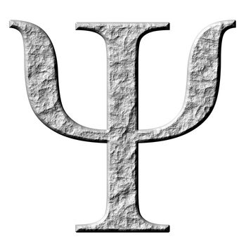 3d stone Greek letter Psi isolated in white