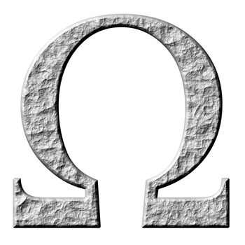 3d stone Greek letter Omega isolated in white