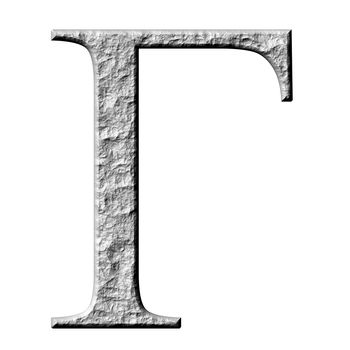 3d stone Greek letter Gamma isolated in white