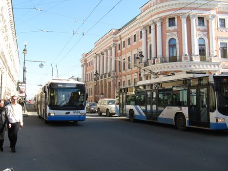 Buses downtown Saint Petersburg