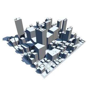 3D cityscape model at daytime - cartoon style