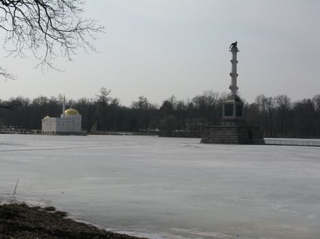 Frozen lake at Pushkin, Russia