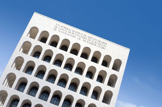 Squared colosseum  with copyspace - Eur zone - Rome Italy.