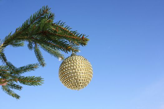 christmas bauble on christmas tree