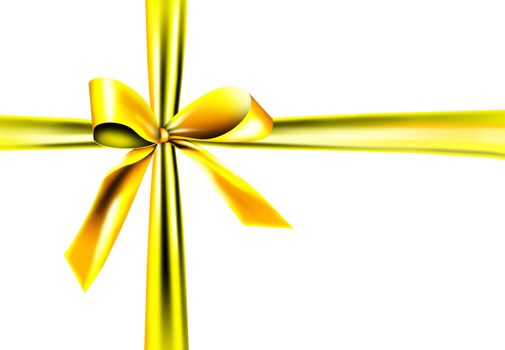 A golden ribbon with a knot isolated on white