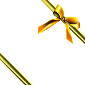 A golden ribbon with a knot isolated on white