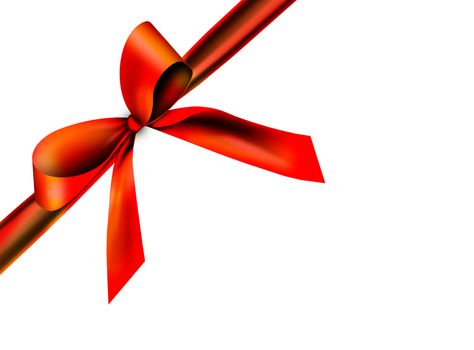 A red ribbon with a knot isolated on white