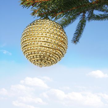 christmas bauble on christmas tree