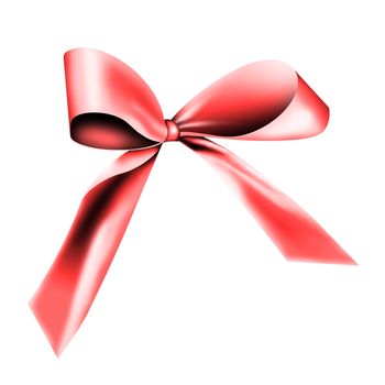 A red ribbon with a knot isolated on white