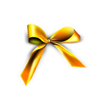 A golden ribbon with a knot isolated on white