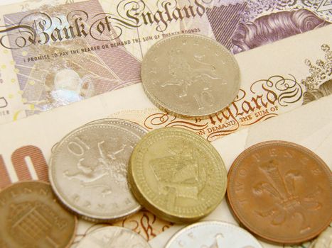 British Sterling pound currency - legal tender of the United Kingdom Union - banknotes and coins