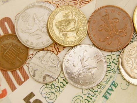 British Sterling pound currency - legal tender of the United Kingdom Union - banknotes and coins