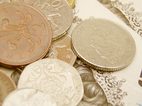 British Sterling pound currency - legal tender of the United Kingdom Union - banknotes and coins