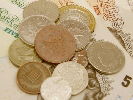British Sterling pound currency - legal tender of the United Kingdom Union - banknotes and coins