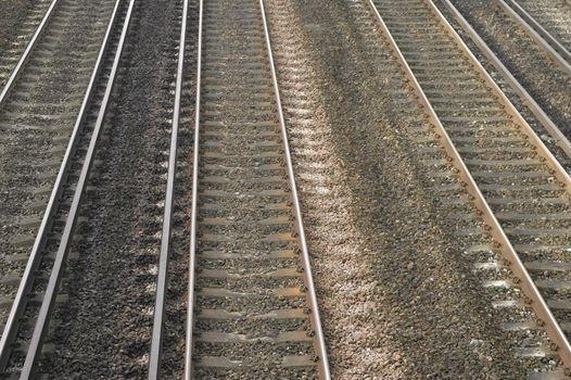 multiple railroad tracks background