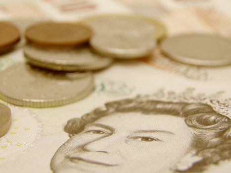 British Sterling pound currency - legal tender of the United Kingdom Union - banknotes and coins