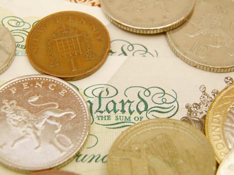 British Sterling pound currency - legal tender of the United Kingdom Union - banknotes and coins