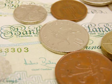 British Sterling pound currency - legal tender of the United Kingdom Union - banknotes and coins