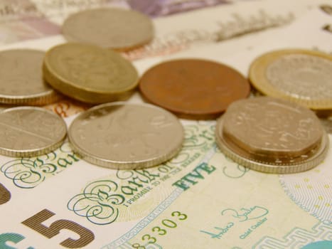 British Sterling pound currency - legal tender of the Ubnited Kingdom Union - banknotes and coins