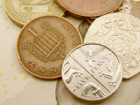 British Sterling pound currency - legal tender of the United Kingdom Union - banknotes and coins