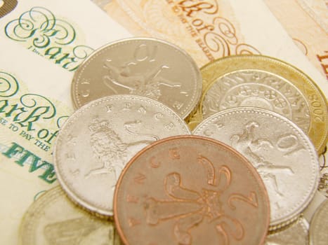British Sterling pound currency - legal tender of the United Kingdom Union - banknotes and coins