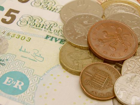 British Sterling pound currency - legal tender of the United Kingdom Union - banknotes and coins