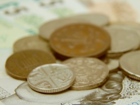 British Sterling pound currency - legal tender of the United Kingdom Union - banknotes and coins