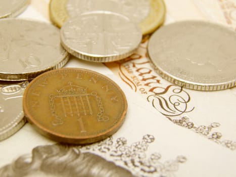 British Sterling pound currency - legal tender of the United Kingdom Union - banknotes and coins