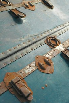 battered antique luggage chest from the 1930's