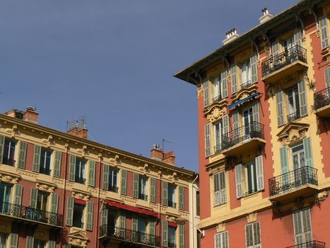 Buildings and sky blue