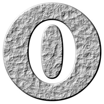 3d stone framed number 0 isolated in white