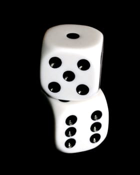 Close up of a pair of dice with eleven showing.