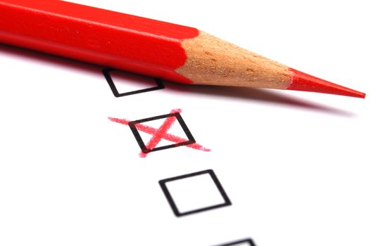checkbox and pencil showing science education research or customer satisfaction survey concept